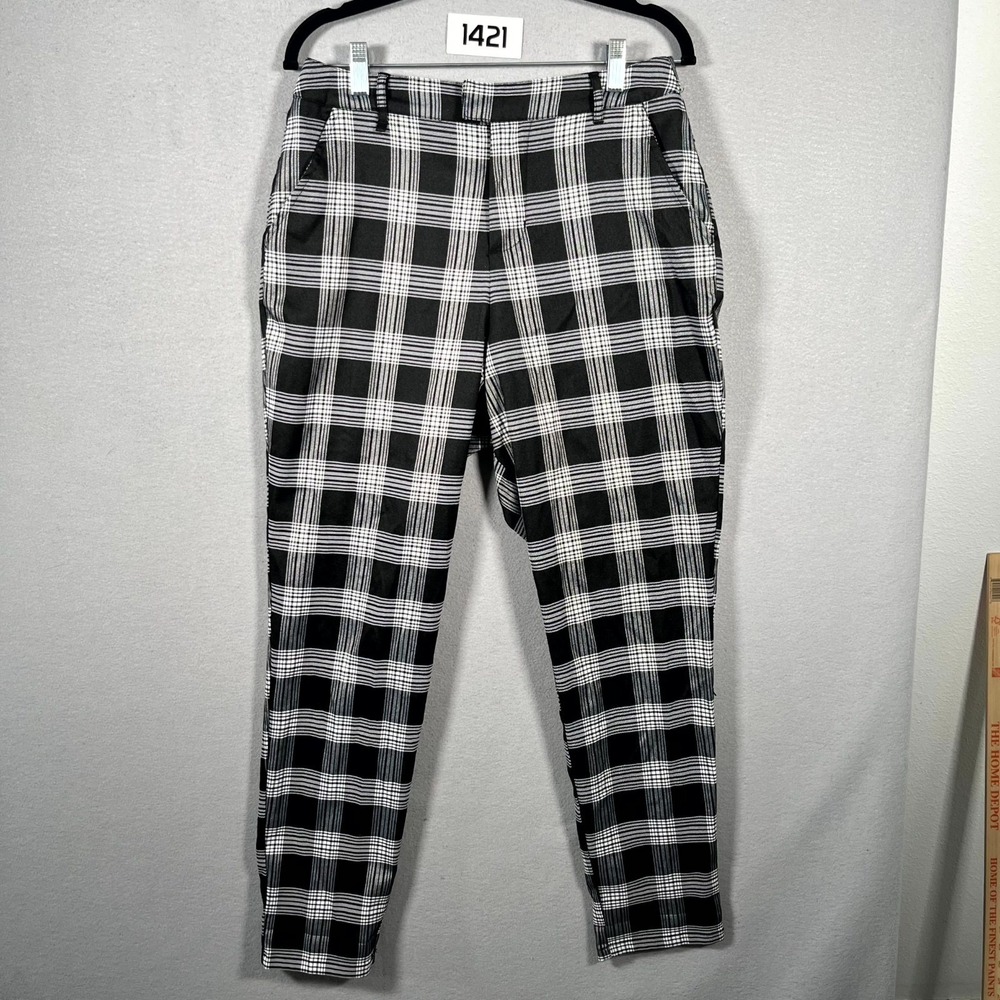 Hot Topic Pants Mens Large‎ Black White Checkered Stretch Pockets Skinny Leg
